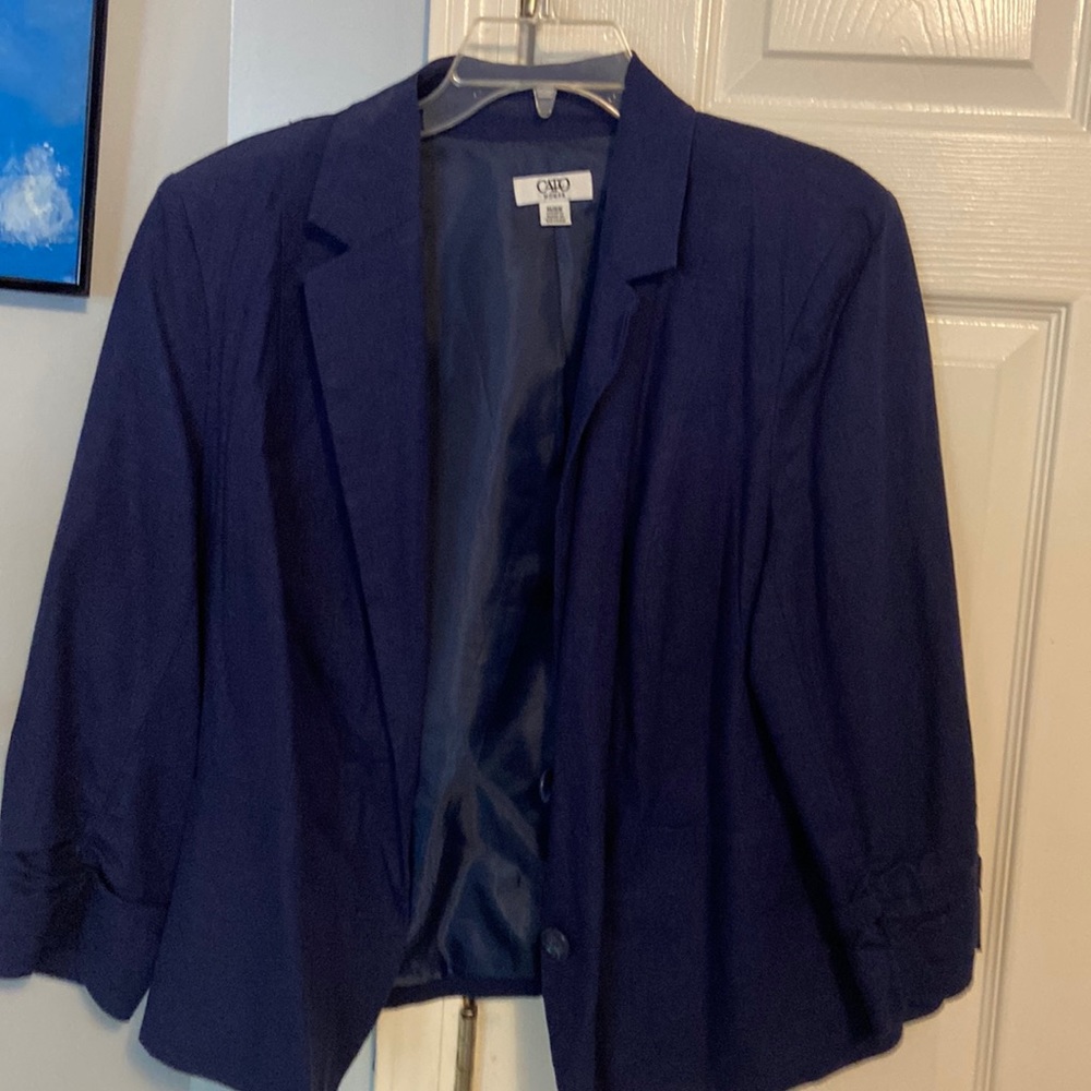 Linen blend navy jacket